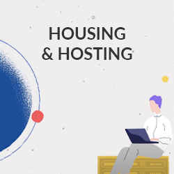 Testo su sfondo: Housing e hosting